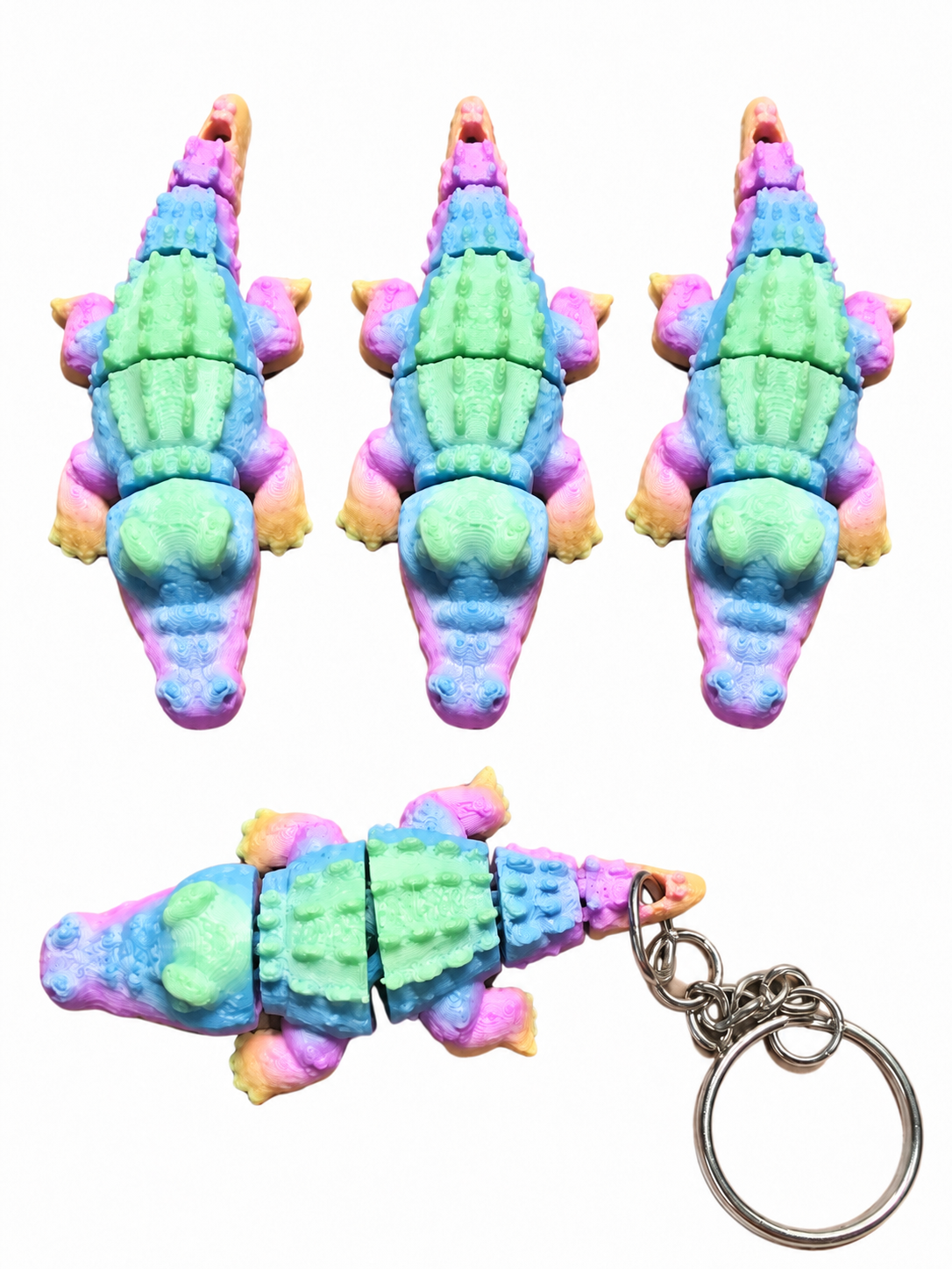 Multi Color Gator Keychain - Silky Matte Raindow