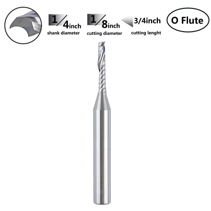 SpeTool W03002 SC Spiral O Flute 1/8" Dia x 1/4" Shank