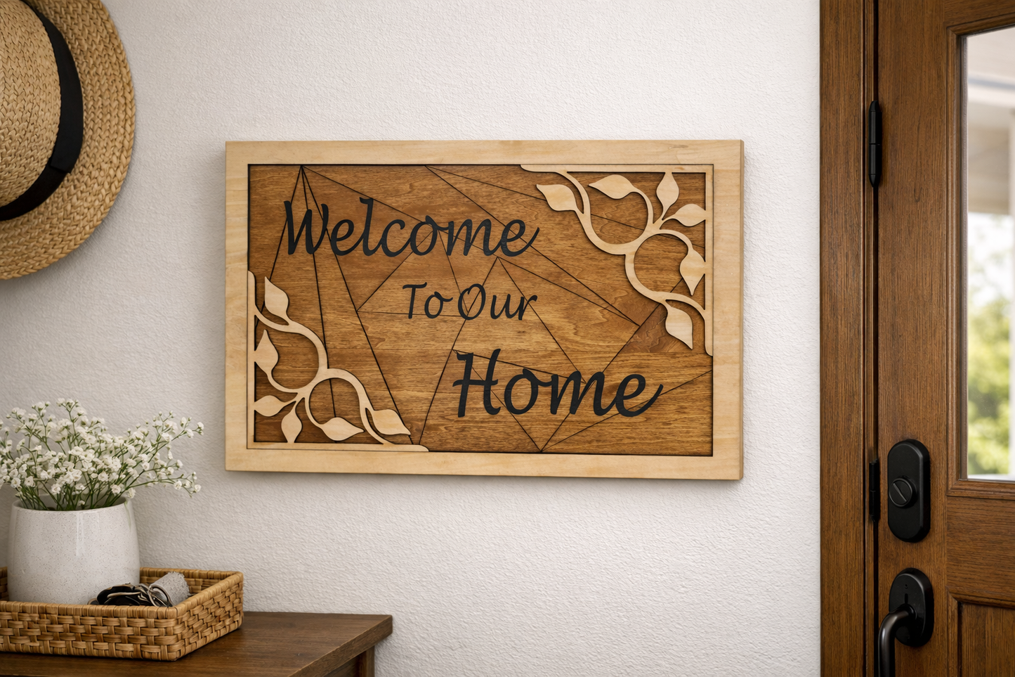 “Welcome To Our Home” Wooden Wall Sign (Approx. 15" x 10") | Old Salty Mill