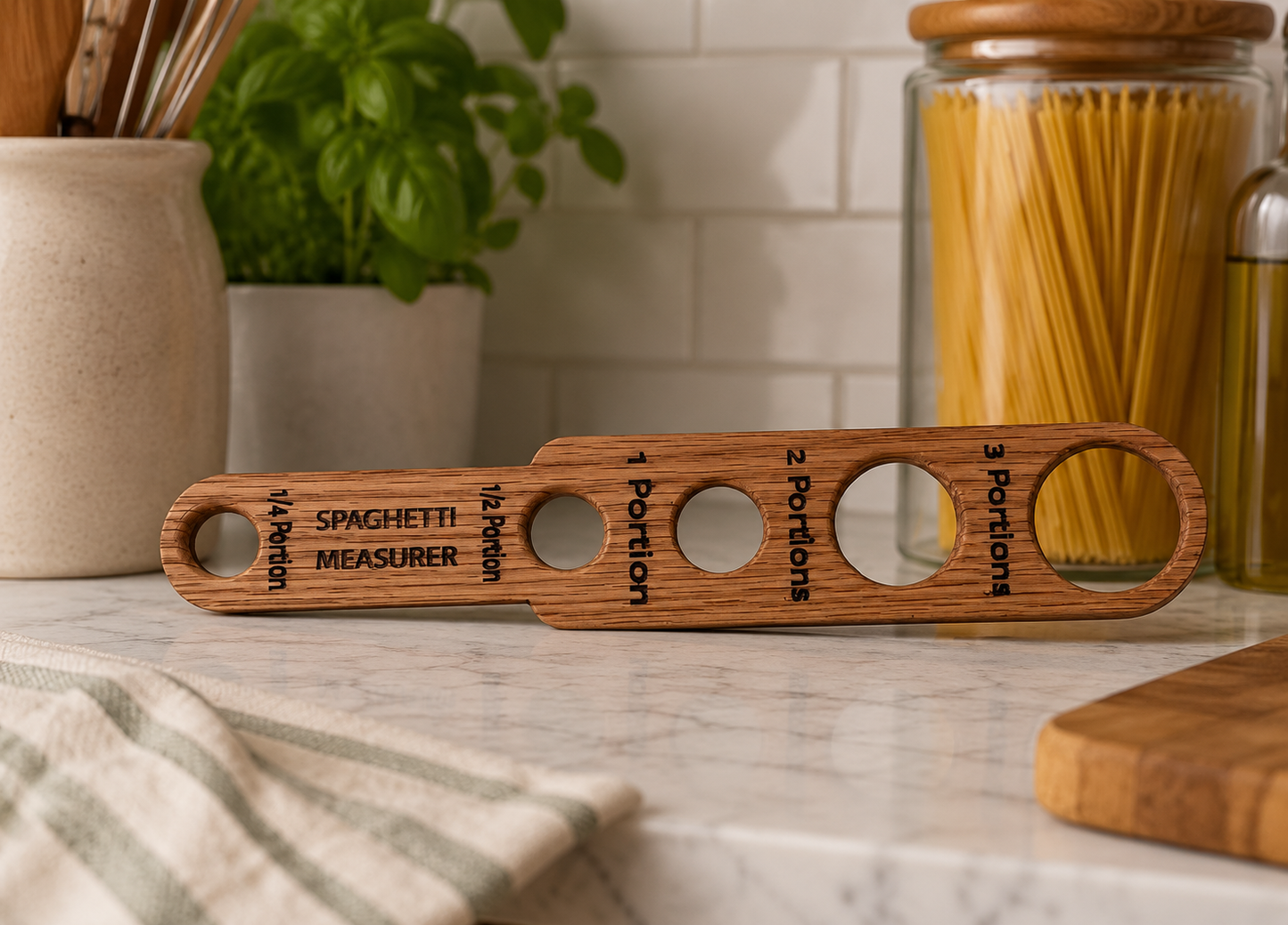 Handmade Wooden Spaghetti Measurer – Pasta Portion Tool – Rustic Kitchen Utensil