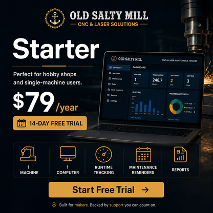 CNC & Laser Shop Maintenance Tracker - Windows Software